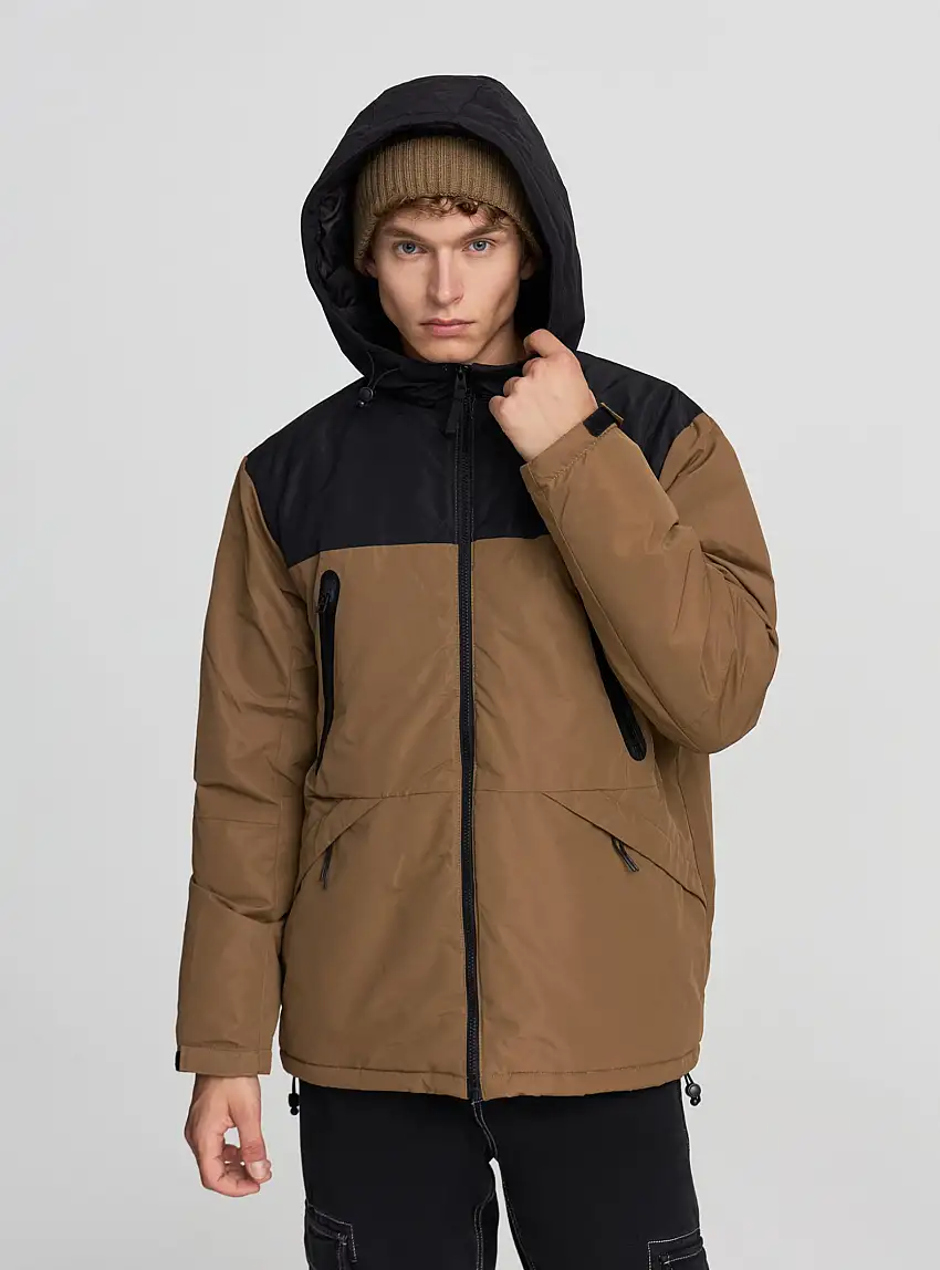 Giubbotto tecnico imbottito block color Var beige