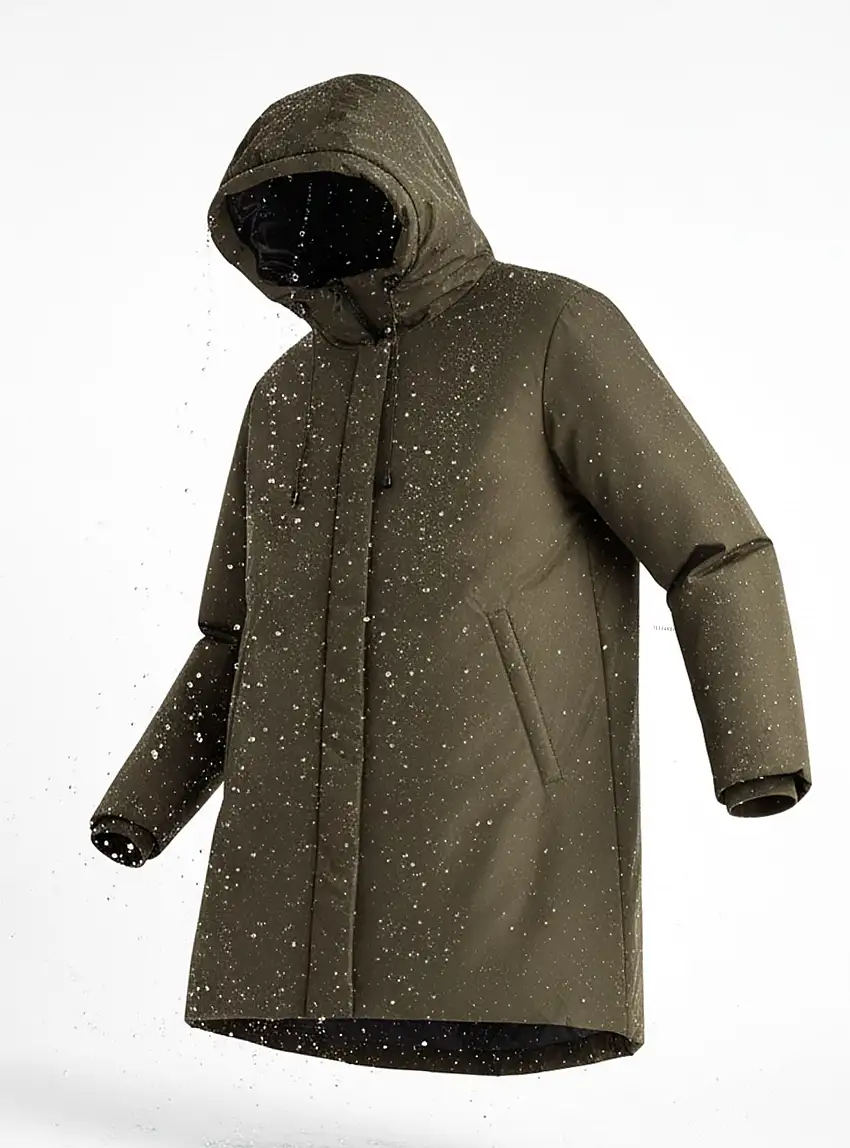 Parka con cappuccio e zip resistente all'acqua Salvia