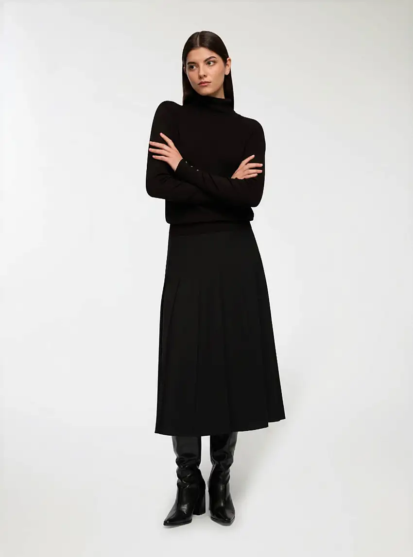 Gonna lunga a pieghe Nero