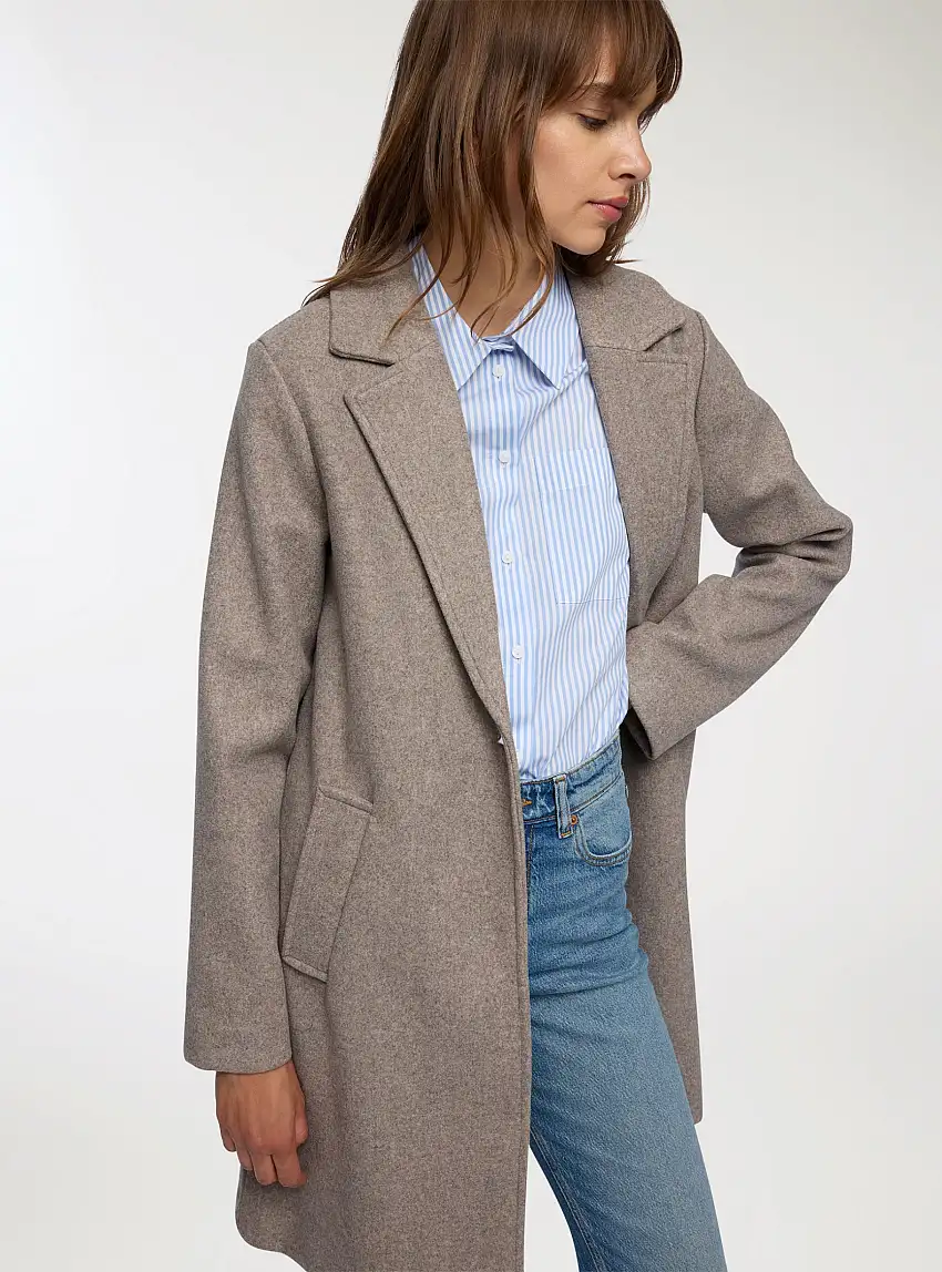 Cappotto slim monopetto Fango melange