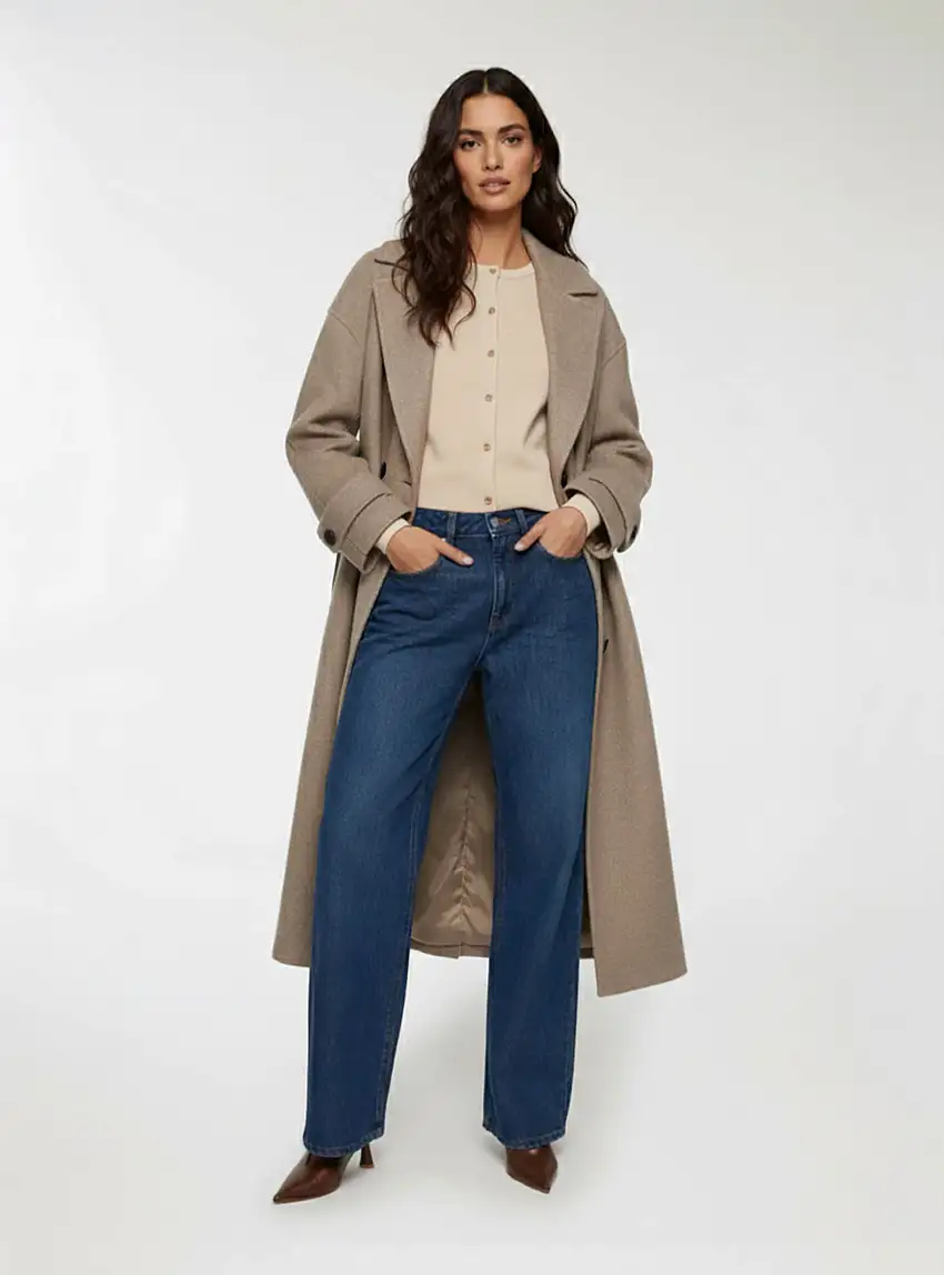 Cappotto doppio petto over Fango melange