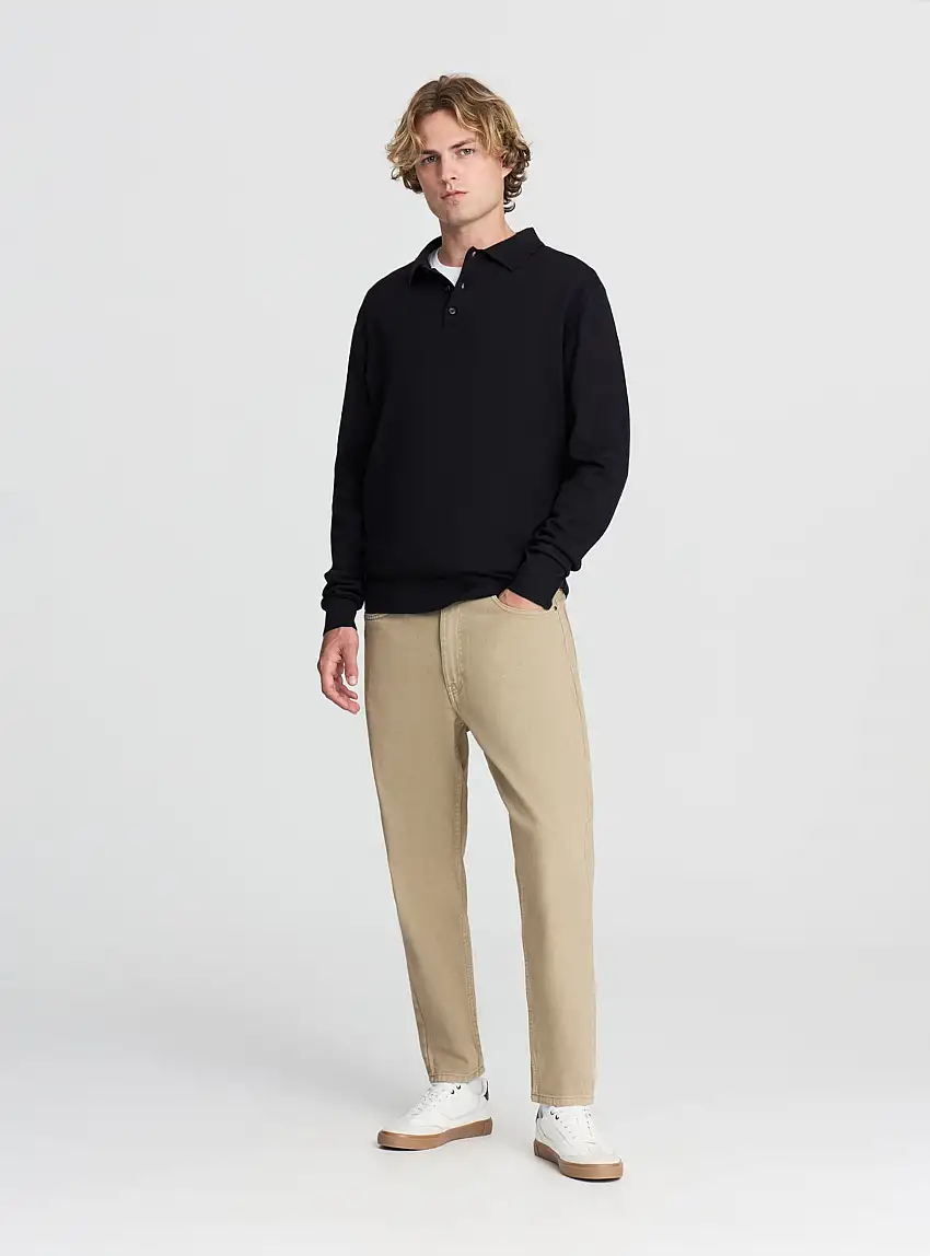 Jeans relaxed fit a tinta unita Beige