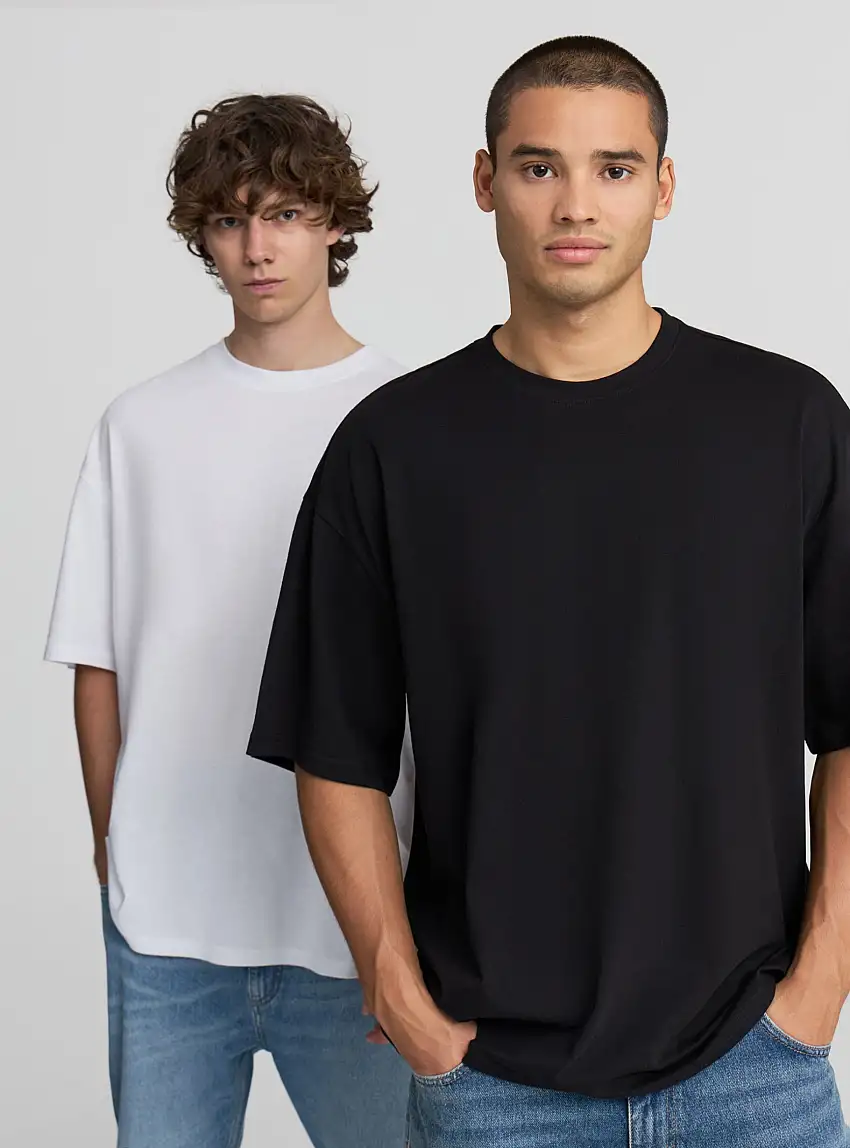 Pack 2 t-shirt oversize tinta unita 1x Bianco, 1x Nero