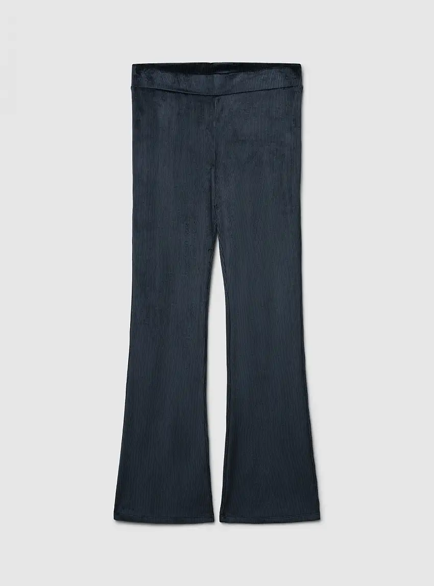 Leggings a zampa a costina Nero