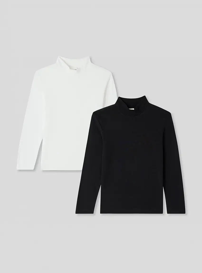 Pack 2 t-shirt maniche lunghe a lupetto 1x Nero, 1x Bianco