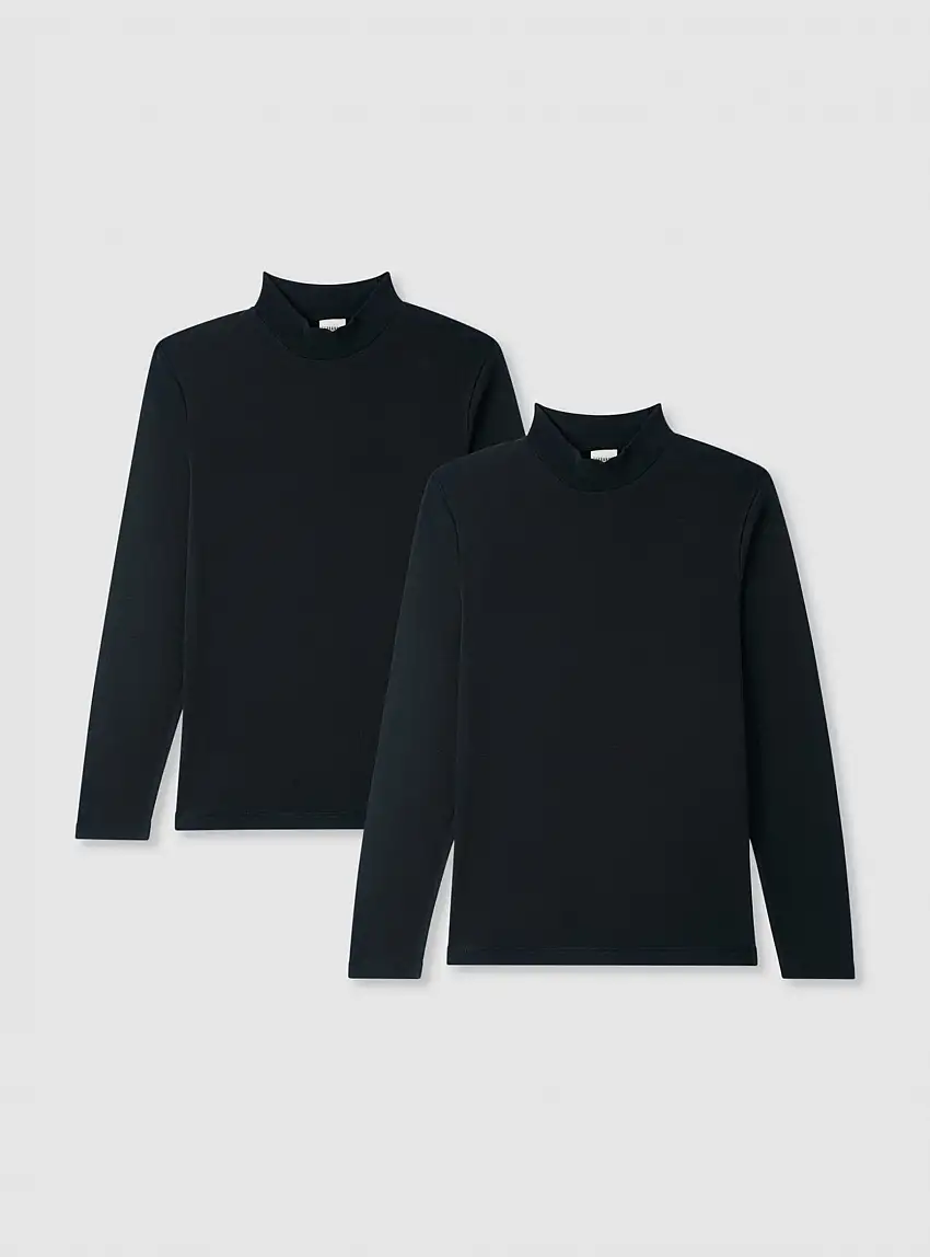 Pack 2 t-shirt maniche lunghe a lupetto 2x Nero