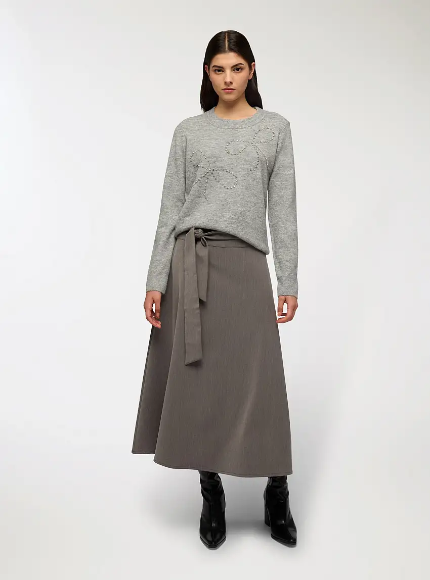 Gonna lunga con fusciacca Grigio medio melange