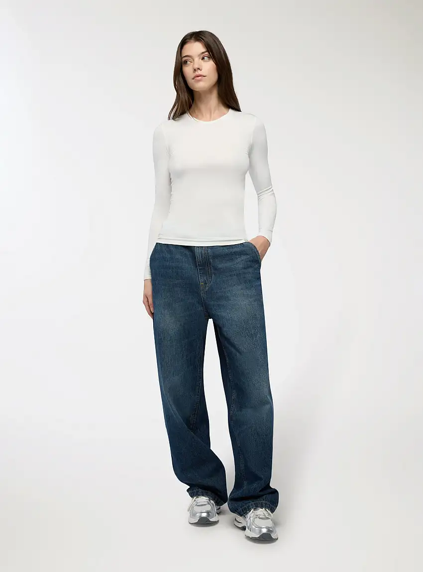 T-shirt manica lunga tinta unita 3x Bianco Lana