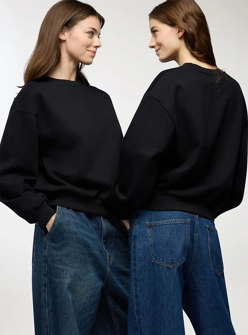 Pack 2 felpe basic senza cappuccio e senza zip 2x Nero