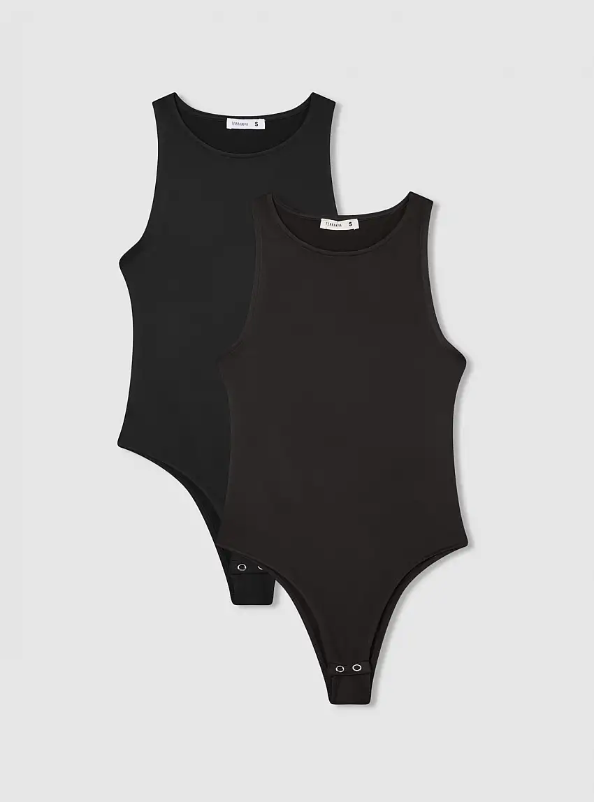Pack 2 body con scollo rotondo Nero