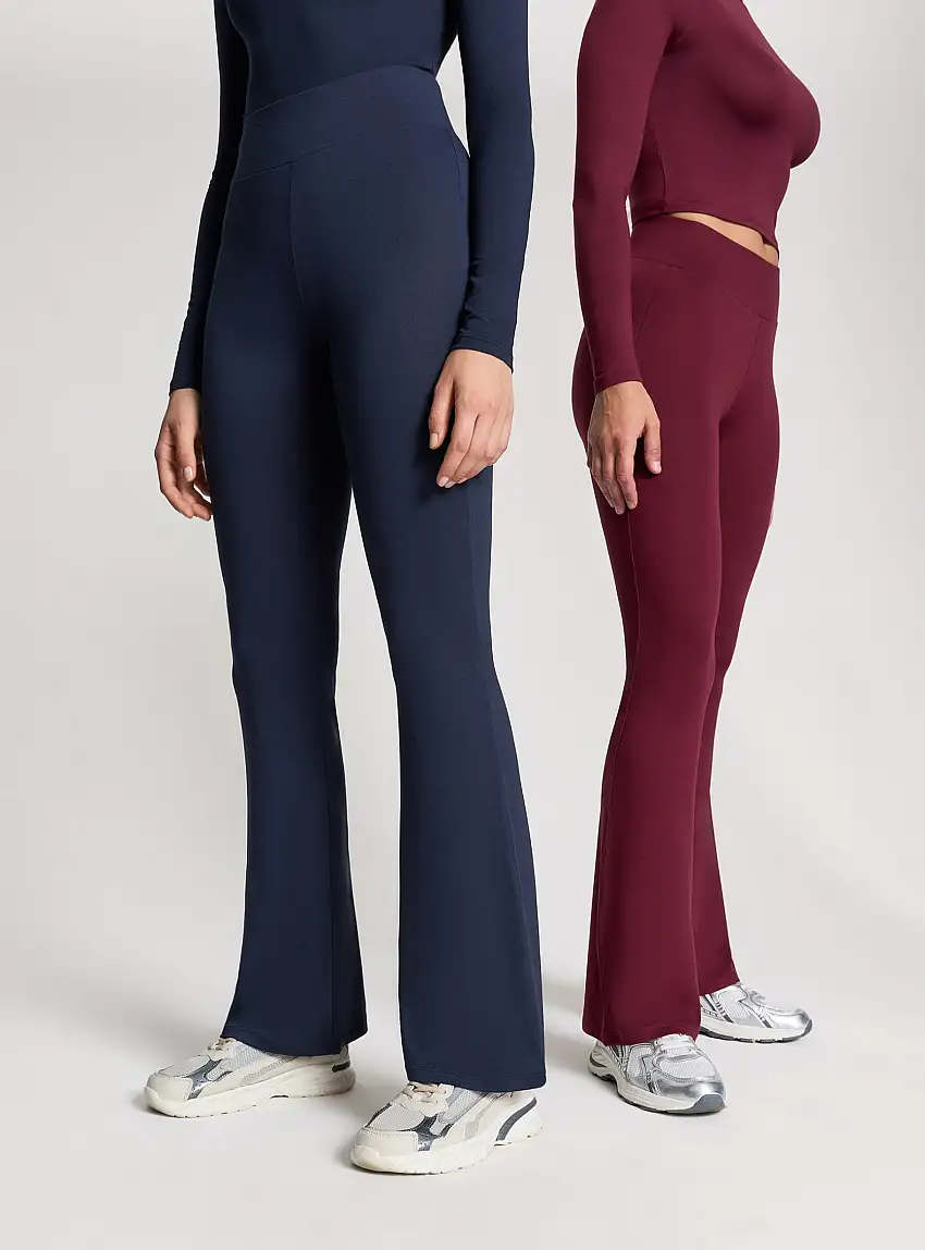 Pack 2 leggings lunghi a zampa 1x Blu Scuro, 1x Bordeaux