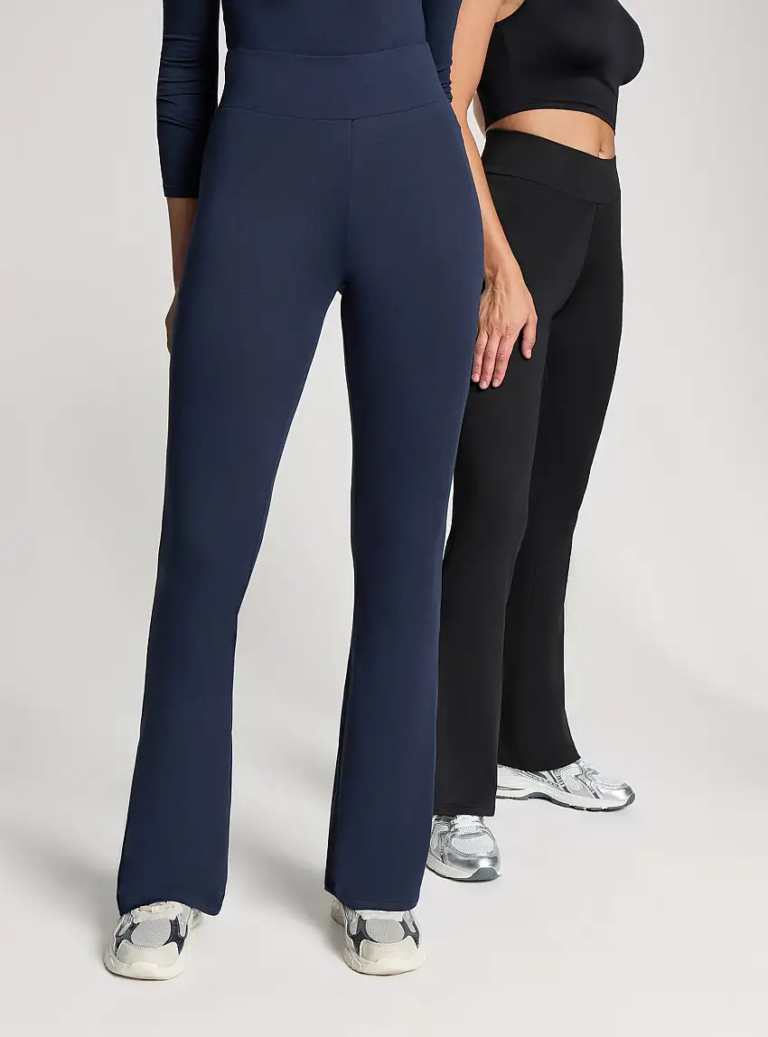 Pack 2 leggings lunghi a zampa 1x Nero, 1x Blu