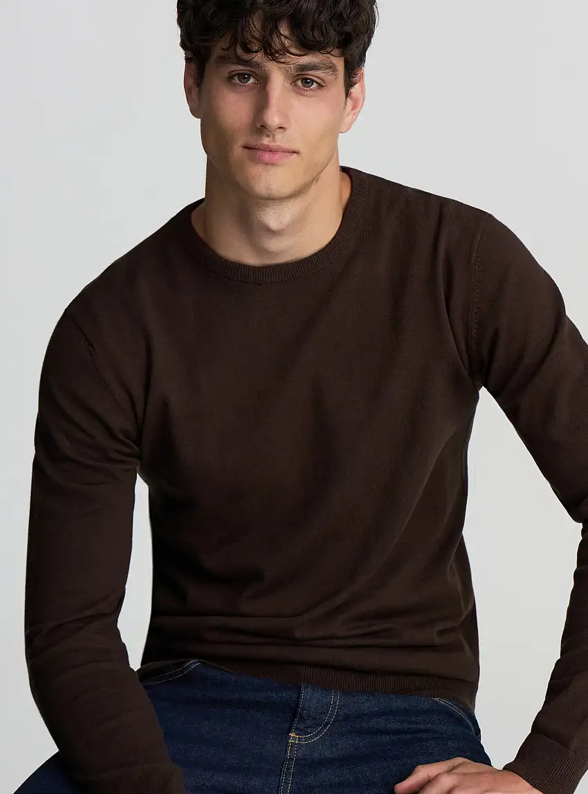 Maglia tinta unita basic Marrone