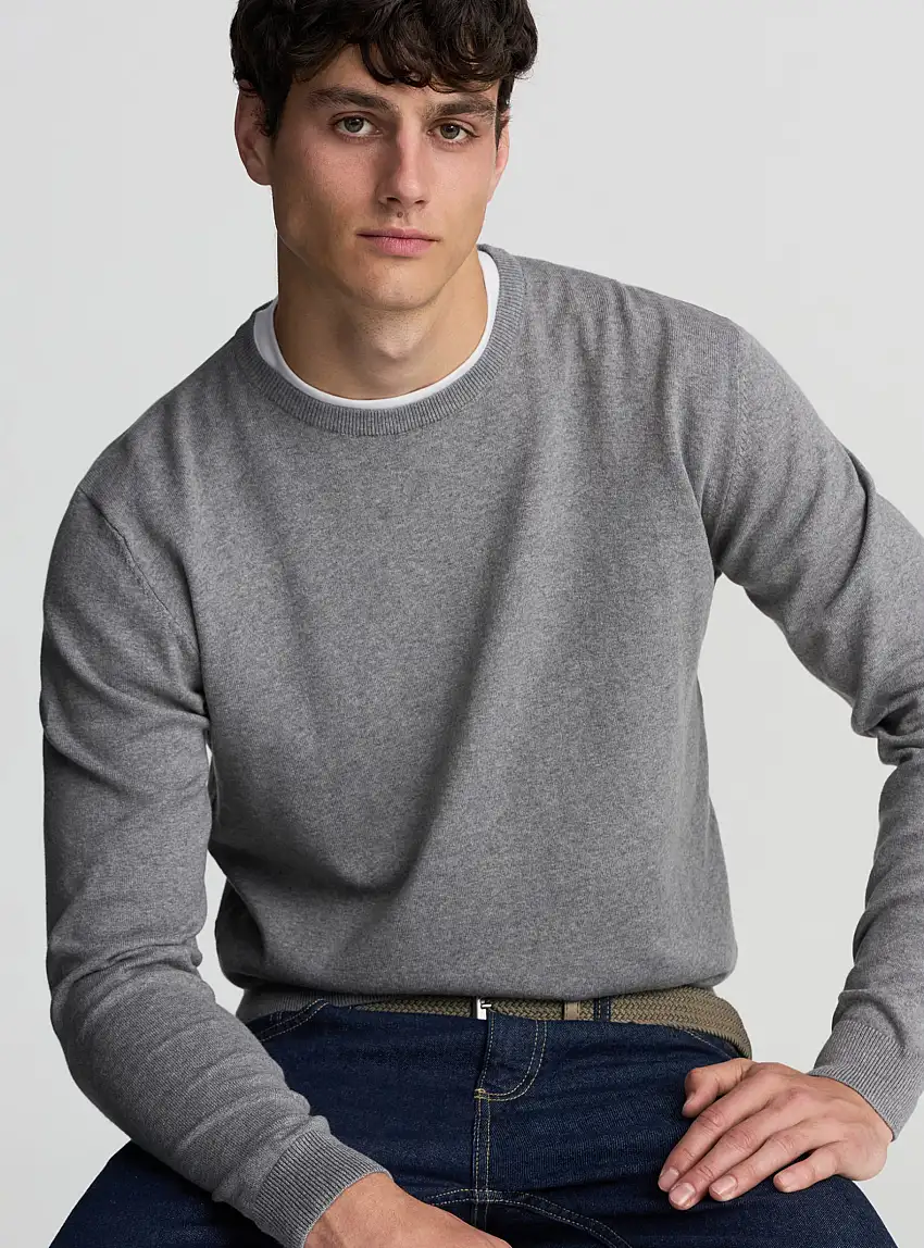 Maglia tinta unita basic Grigio medio melange