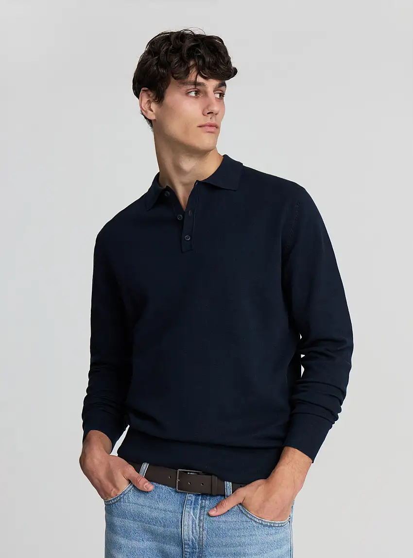Maglia polo con bottoni Blu navy