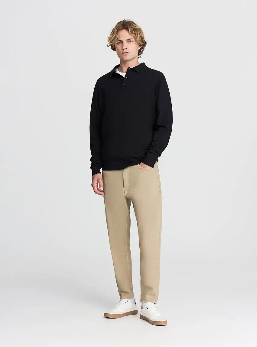 Maglia polo con bottoni Nero