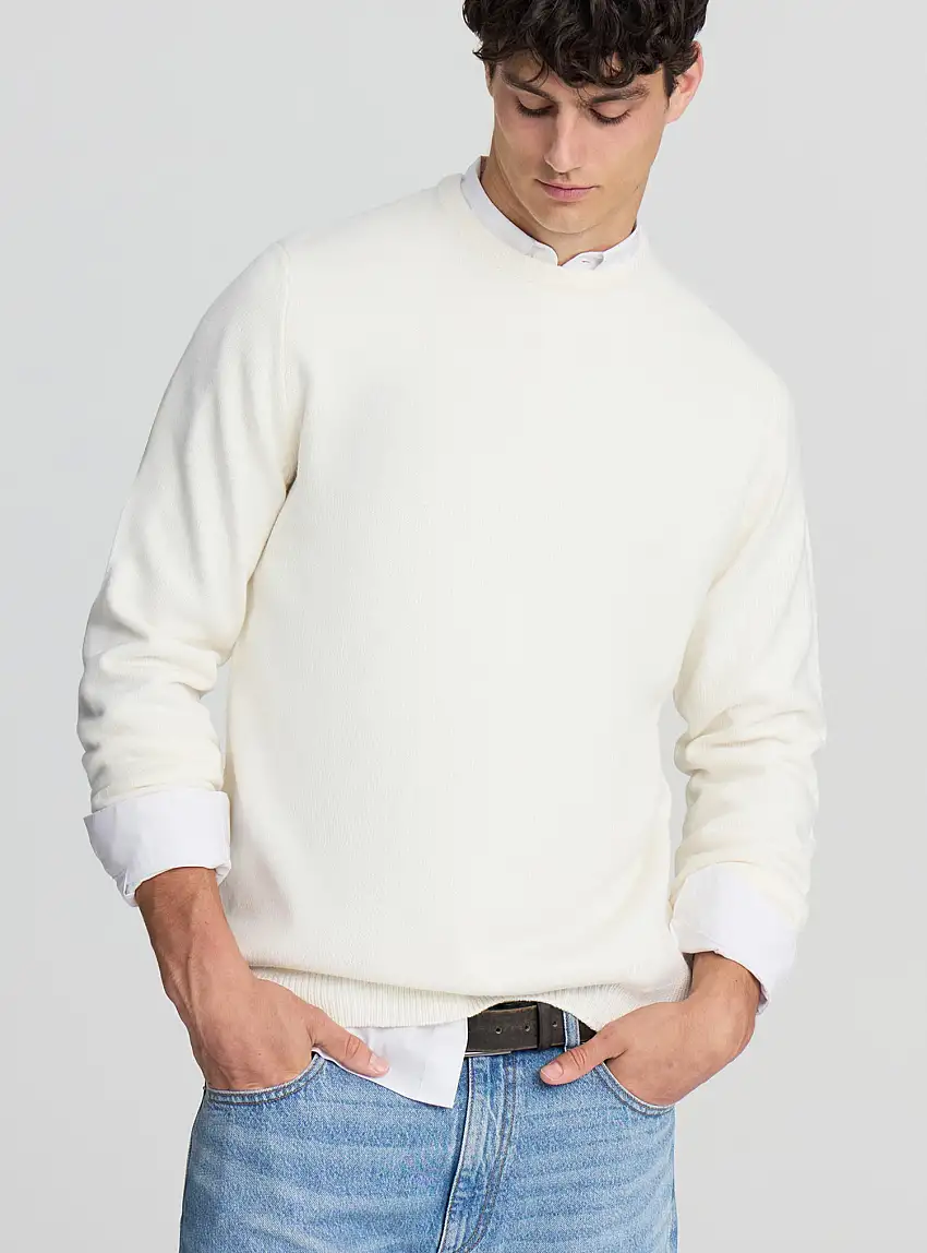 Maglia basic tinta unita Bianco lana