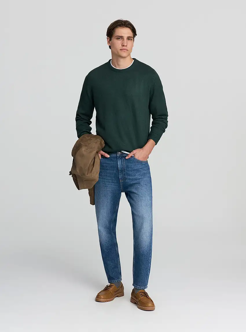 Maglia basic tinta unita Verde bottiglia