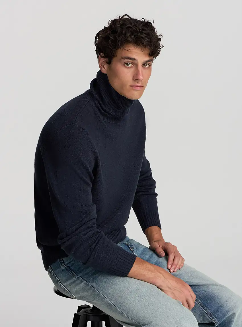 Maglia dolcevita a tinta unita Blu navy