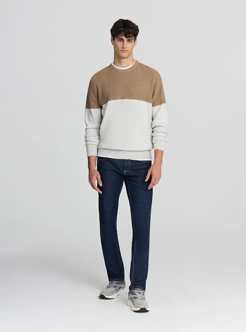 Maglia color block Var avorio melange