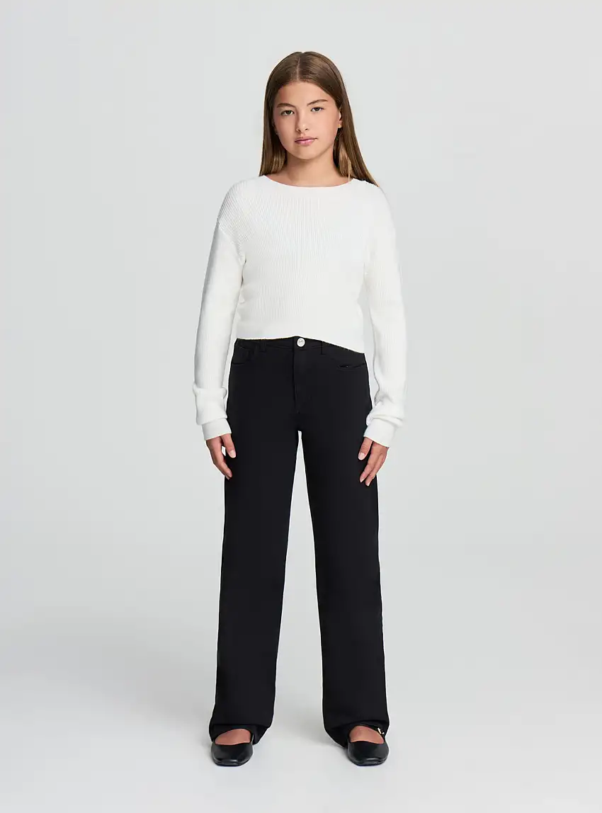 Maglia crop a costine tinta unita Bianco lana