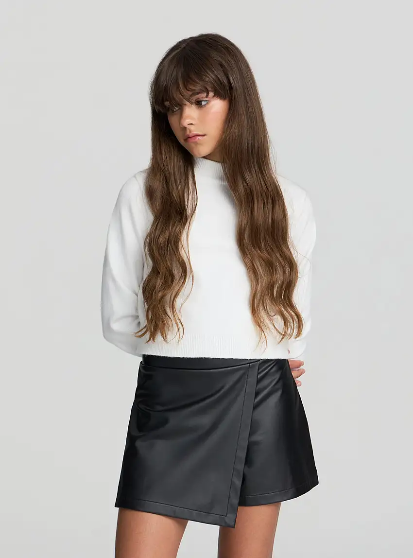 Maglia crop lupetto tinta unita Bianco lana