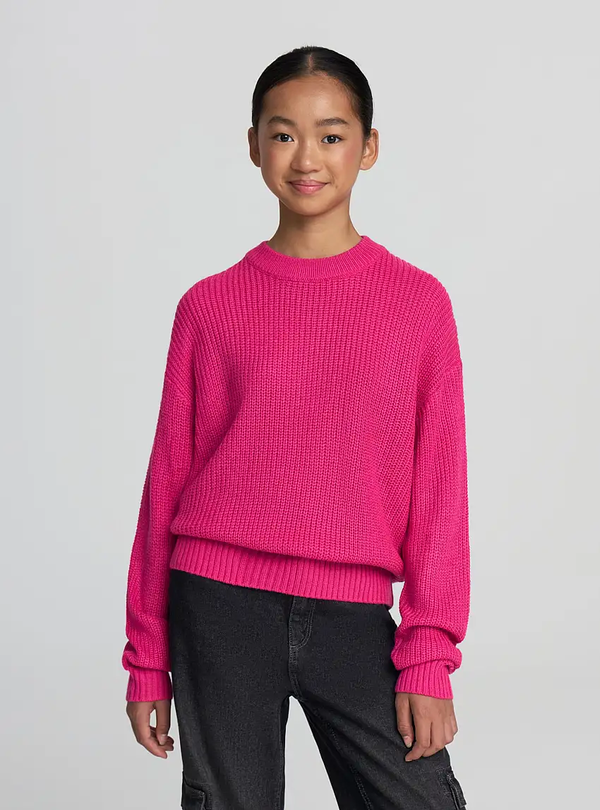 Maglia lupetto a coste Fucsia