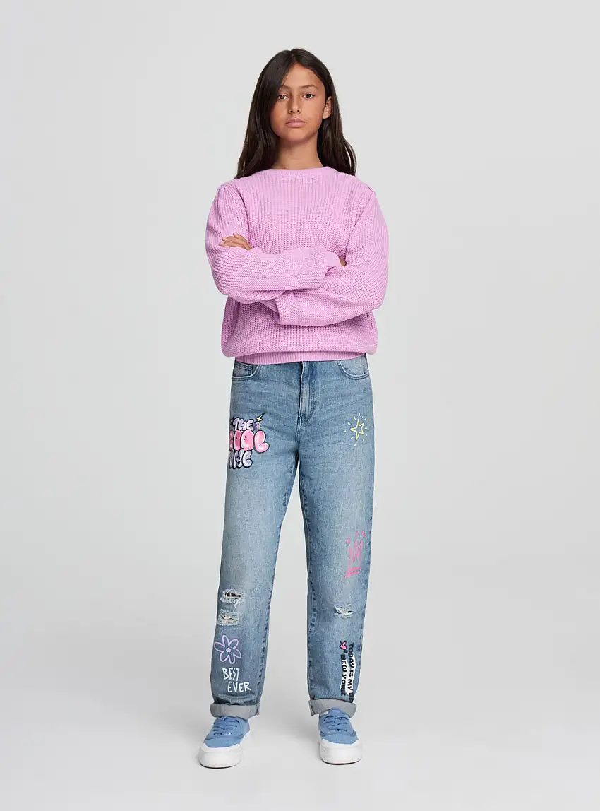 Maglia girocollo a tinta unita Ciclamino