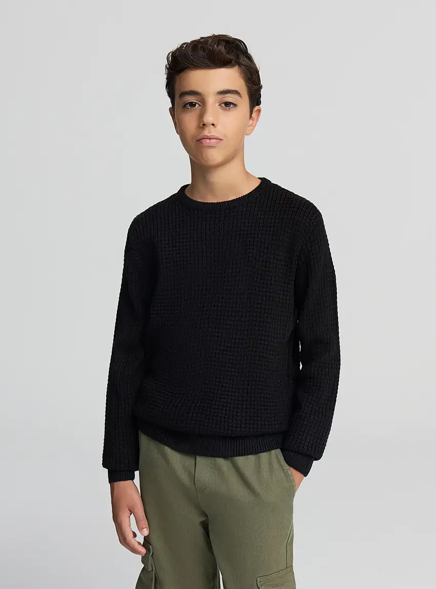 Maglia lavorazione a grana di riso Nero