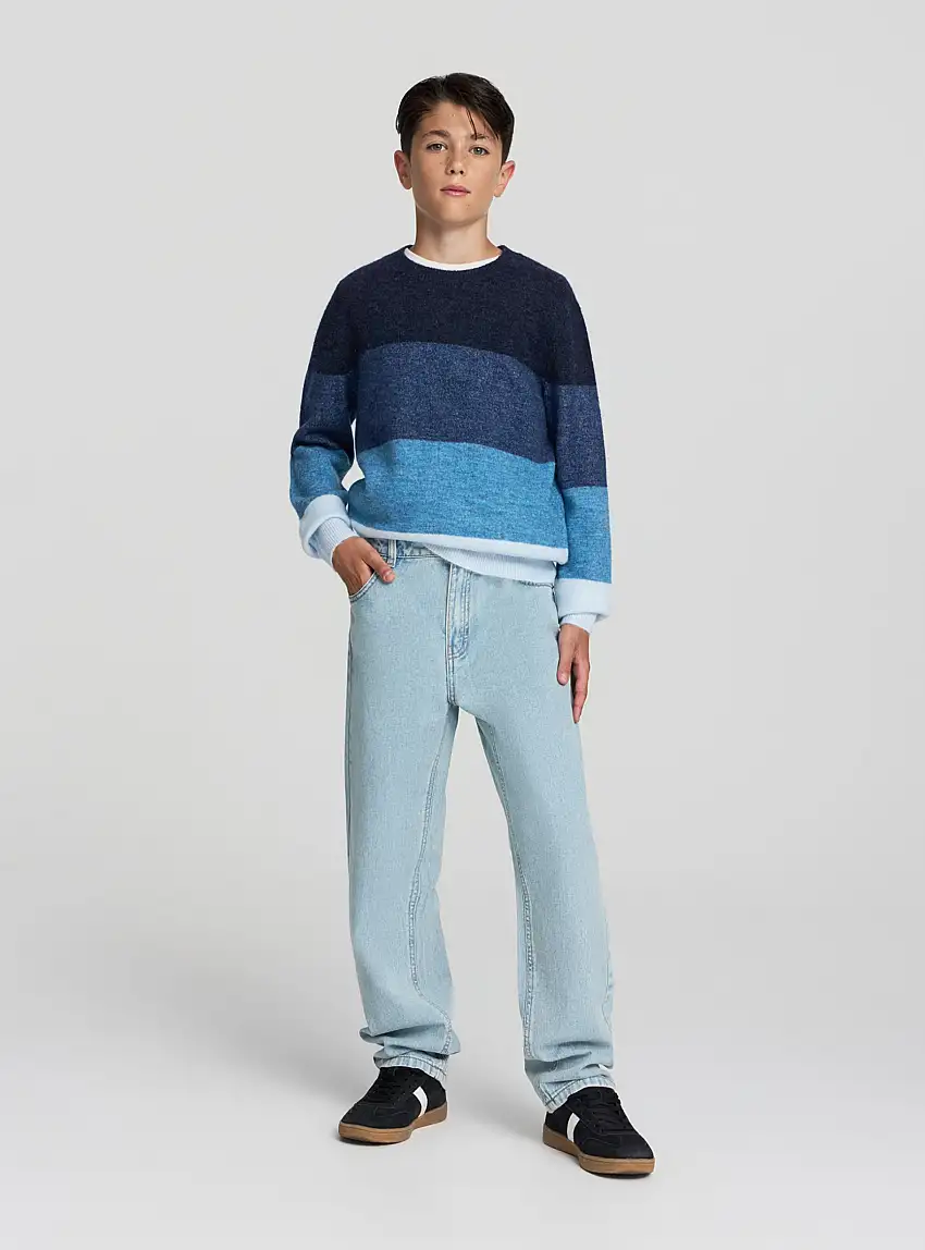 Maglia a righe multicolor sfumata Var blu denim scuro