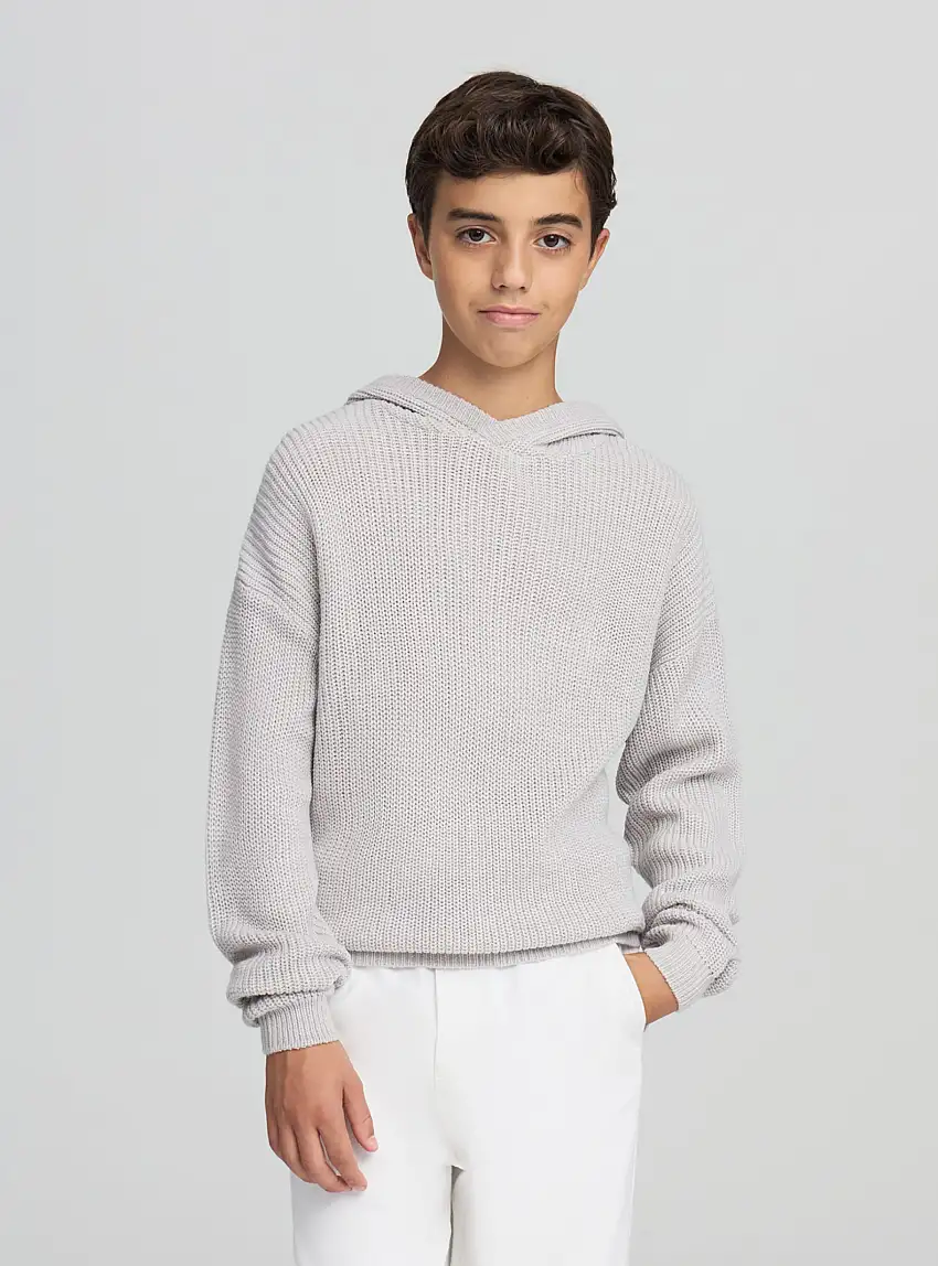 Maglia con cappuccio Grigio chiaro melange