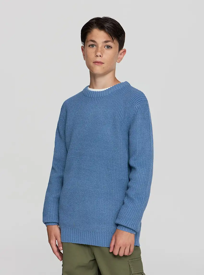 Maglia a costa inglese Blu jeans