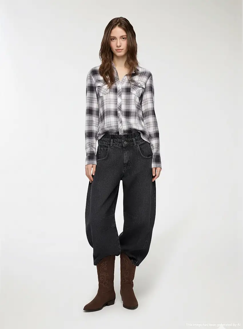 Camicia a quadri con taschini Var bianco