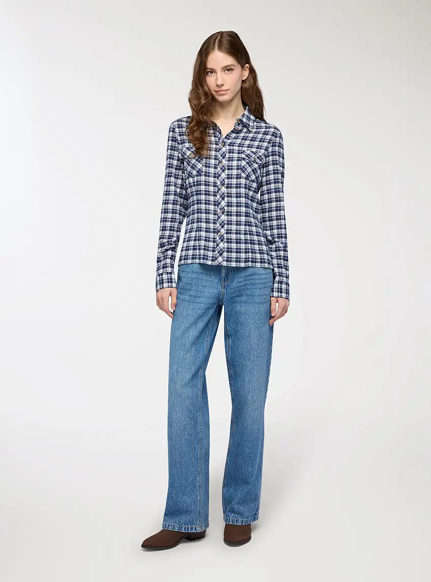 Camicia a quadri con taschini Var blu