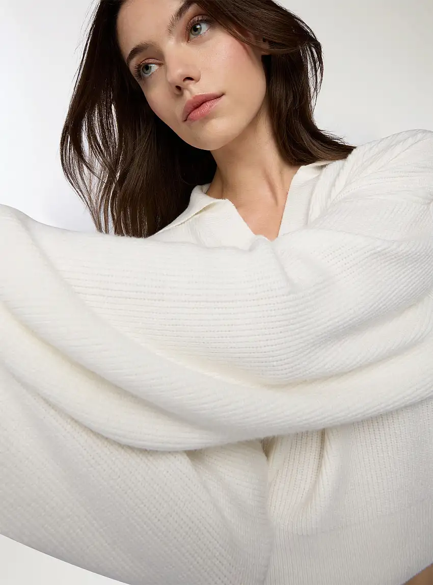 Maglia crop manica lunga Bianco lana