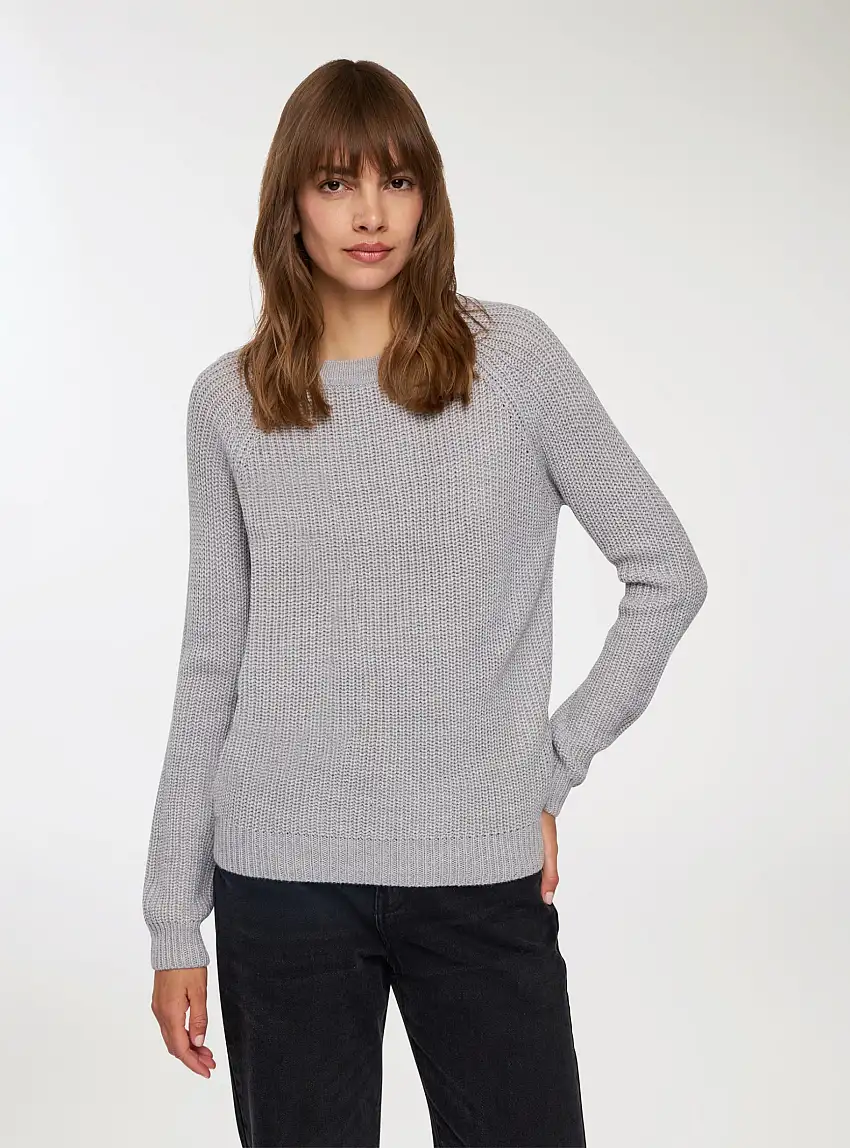 Maglia a costa inglese Grigio chiaro melange