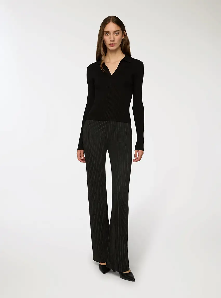 Maglia scollo derby Nero