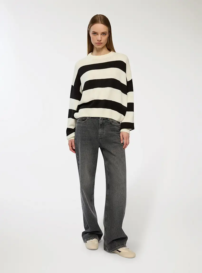 Maglia crop ampia a righe Var nero