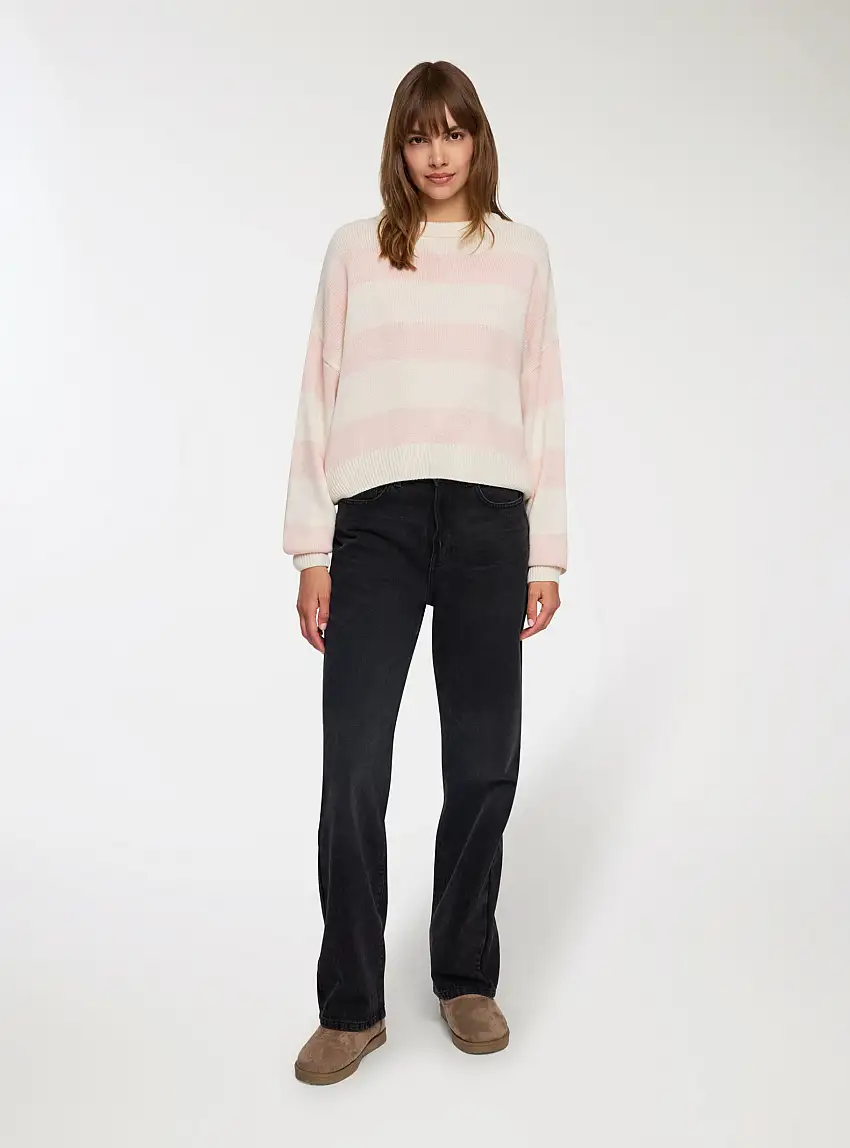 Maglia crop ampia a righe Var rosa