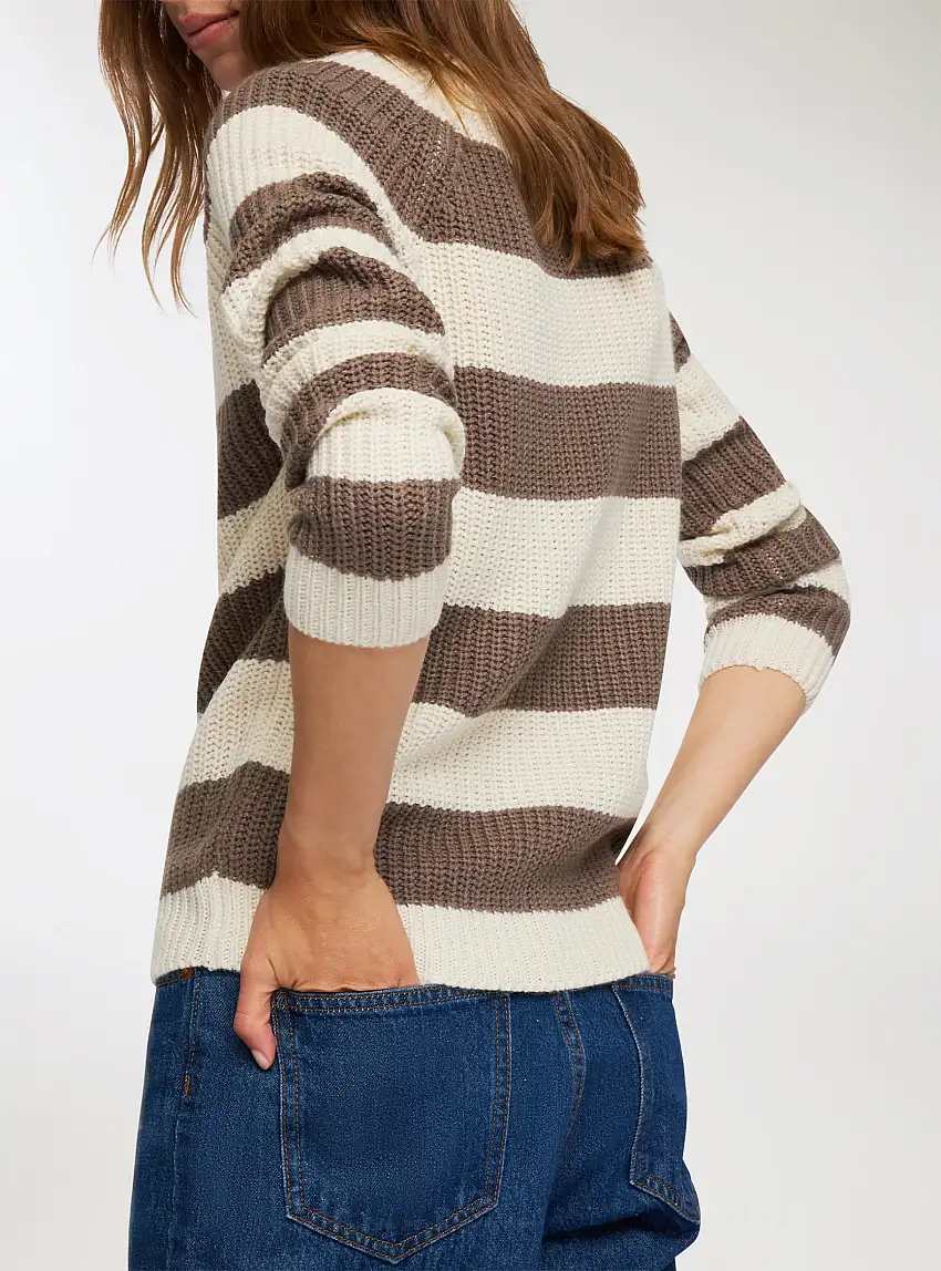 Maglia a righe costa inglese Var avorio