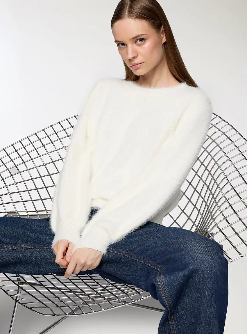 Maglia effetto pelo Bianco lana