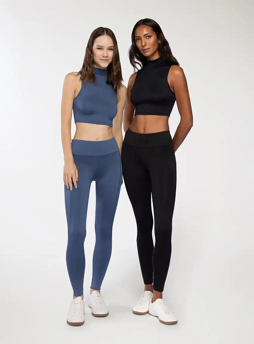 Pack 2 leggings lunghi tinta unita 1x Nero, 1x Blu