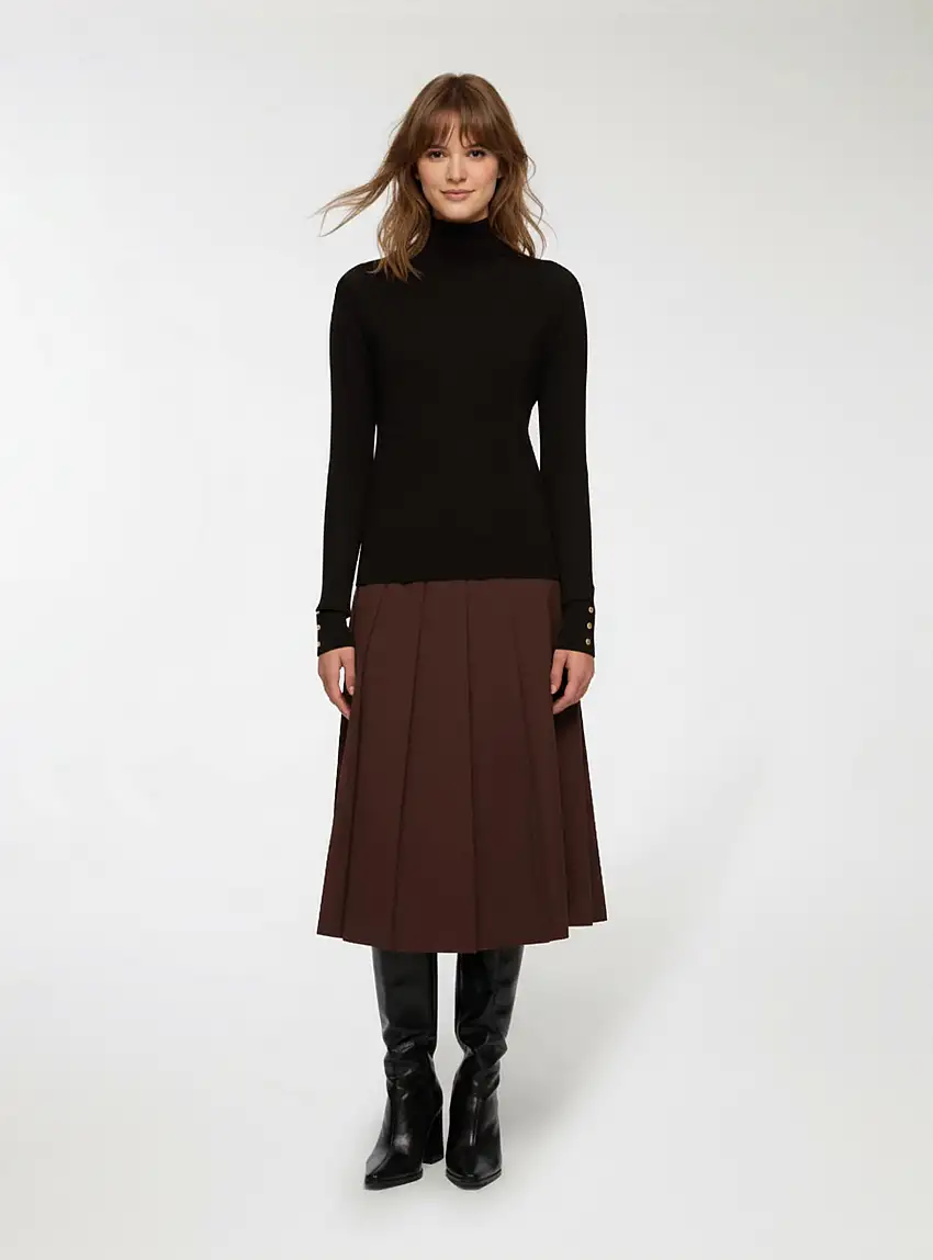 Maglia dolcevita con bottoni Nero