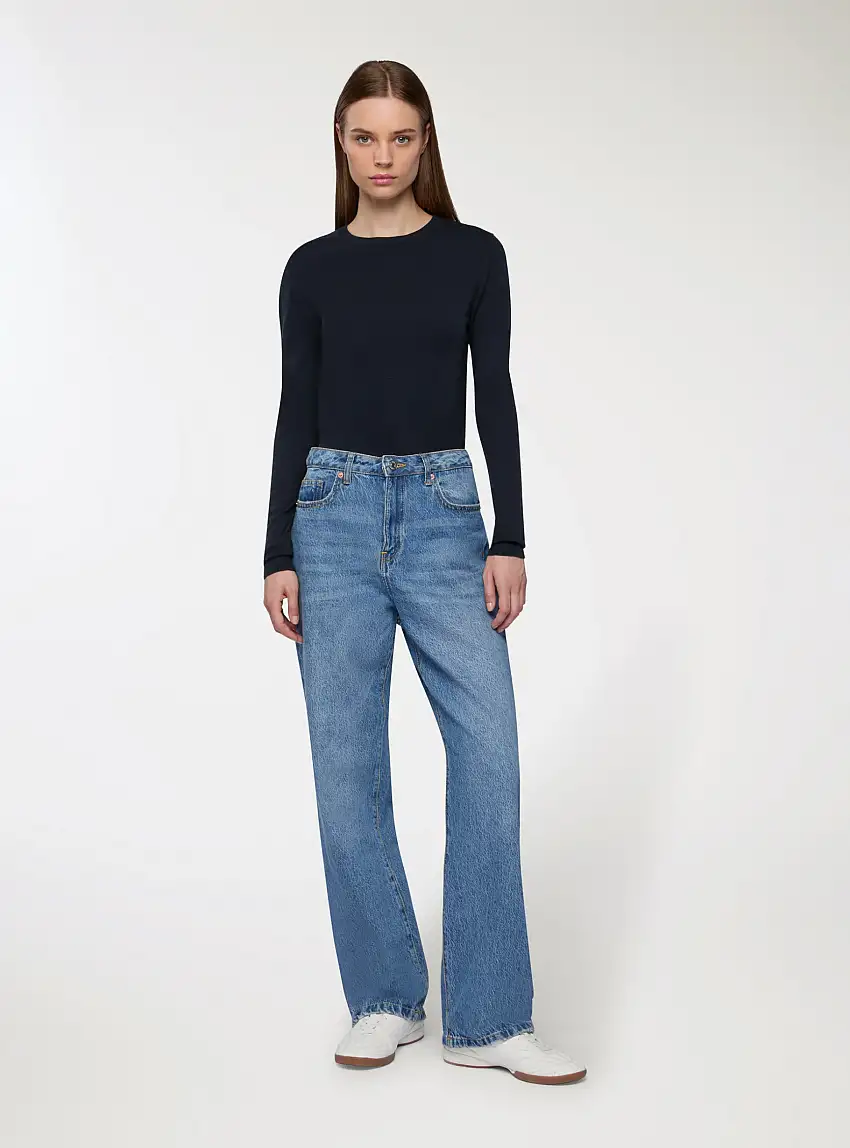 Maglia basic tinta unita Blu scuro