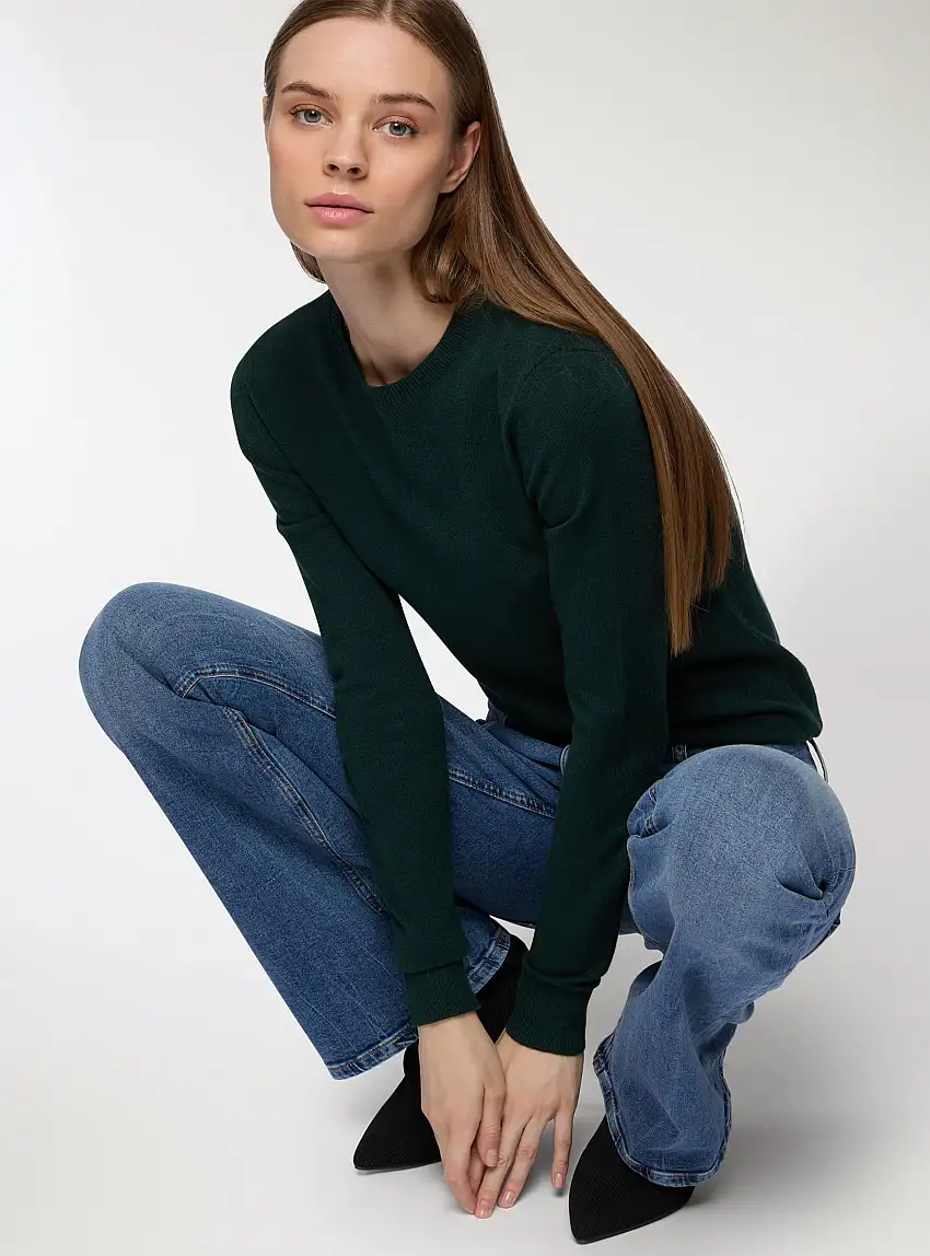 Maglia basic tinta unita Verde bosco