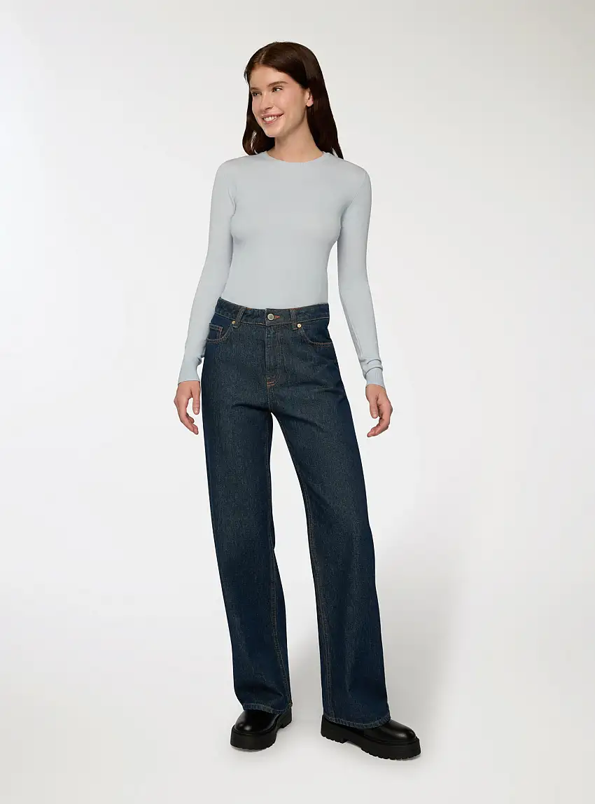 Maglia basic tinta unita Celeste chiaro