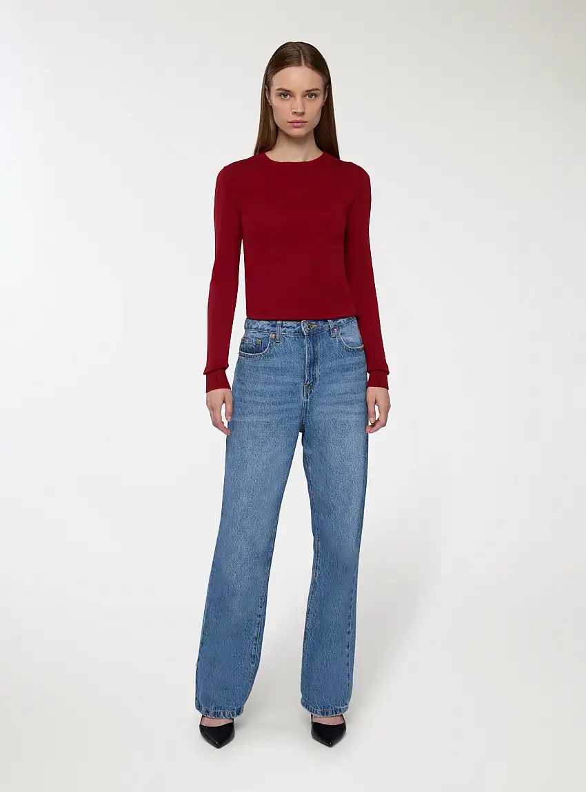 Maglia basic tinta unita Rosso scuro