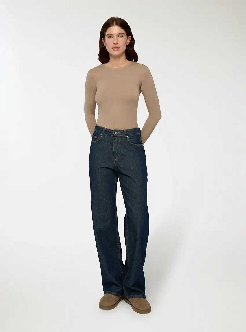 Maglia basic tinta unita Tortora