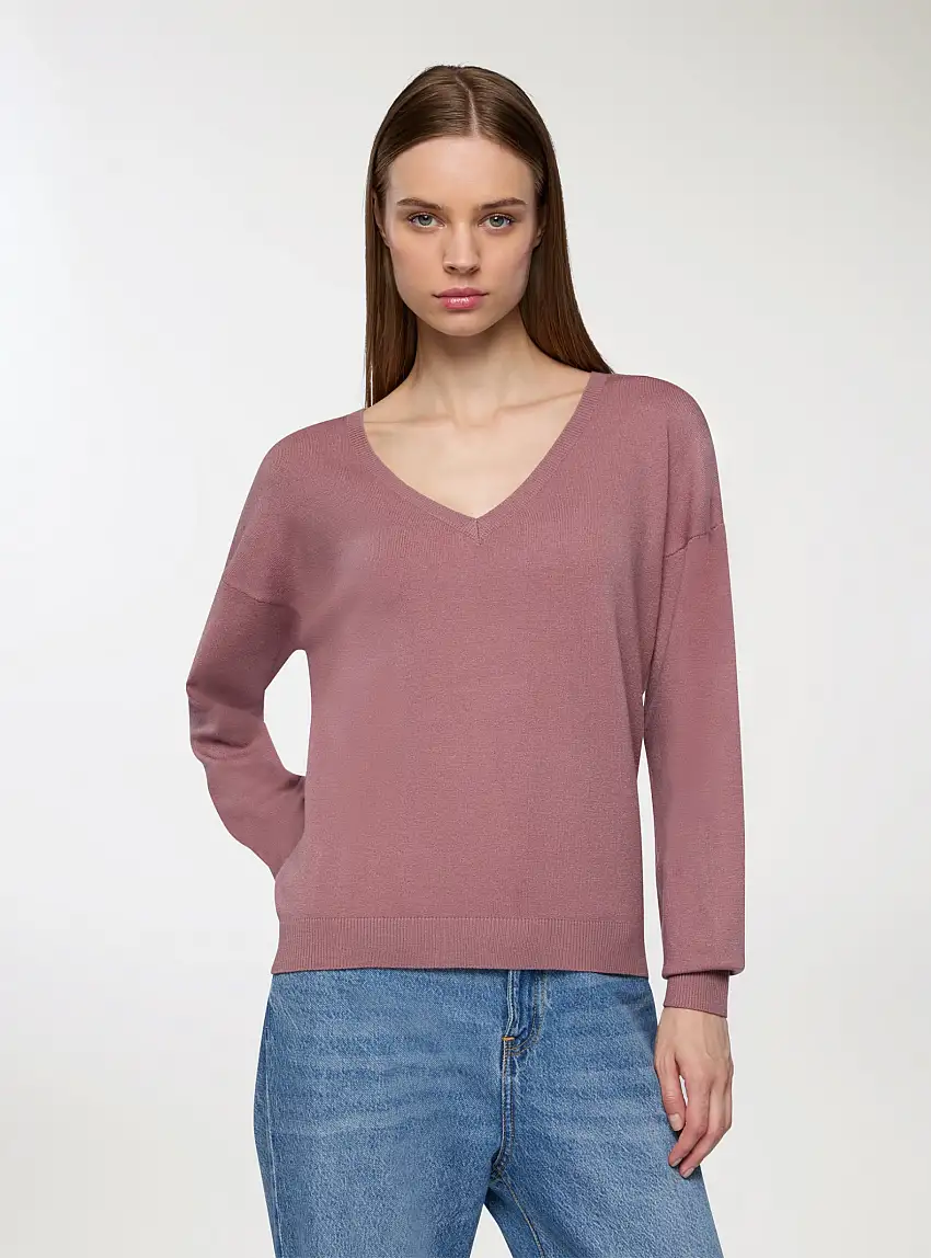 Maglia con scollo a V Malva