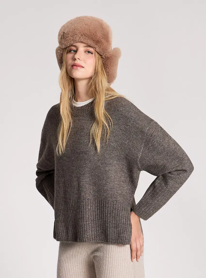 Maglia tinta unita Fango melange